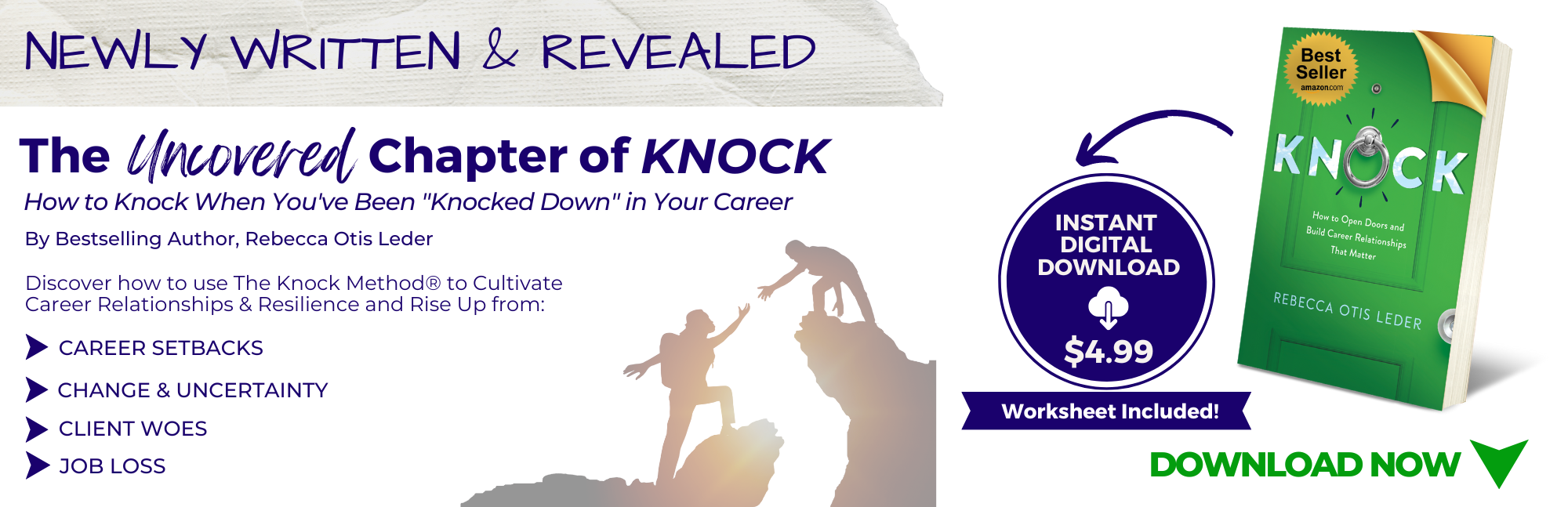 download the new uncovered chapter of the career development bestselling book KNOCK by Rebecca Otis Leder on relationships and resilience