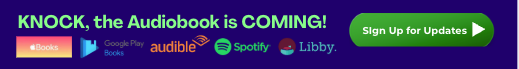 KNOCK audiobook coming soon banner
