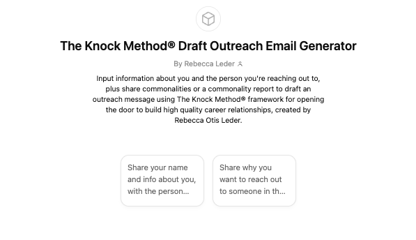 ChatGPT Prompt Tool: The Knock Method® Draft Outreach Email Generator